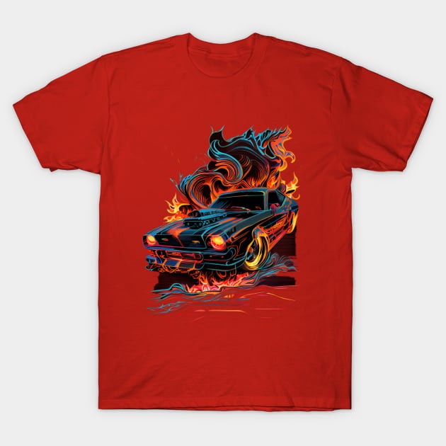 Dodge Charger Daytona - Burning Race T-Shirt by GlossyEmpress